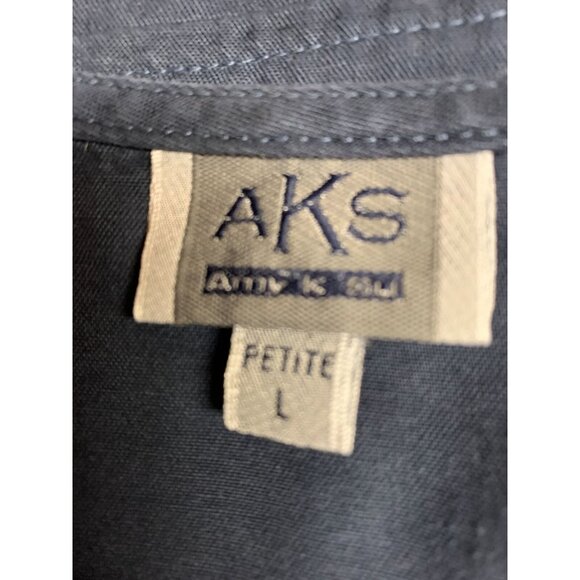 AKS Petite L Sleeveless Navy Tencel Boho Minimalist Maxi Dress With Side Button - Picture 4 of 11